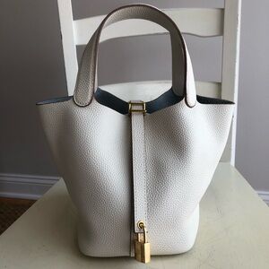 New: Pebbled Leather Top Handle Bag al a the Hermes Picotin Bag